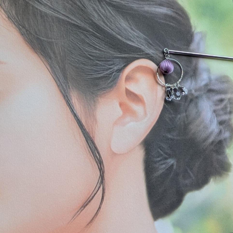ヘアアクセサリー レディース 絹糸巻玉二重交互簪 | 5枚目